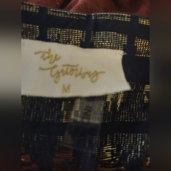 NWOT Anthropologie Ana Blue and Gold Resort Mini Dress - Medium - Picture 10 of 10